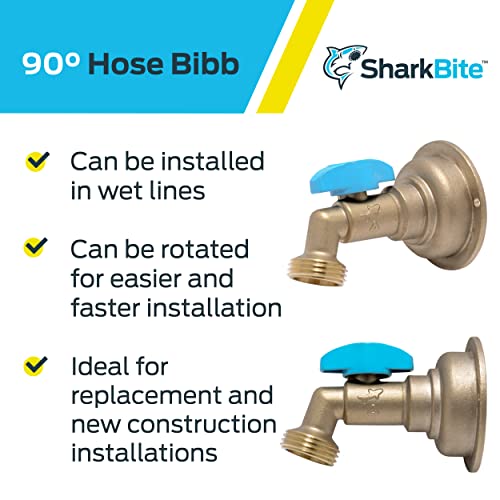 SharkBite 3/4 x 3/4 Inch MHT 90 Degree Hose Bibb, Quarter Turn, Push To Connect Brass Plumbing Fitting, PEX Pipe, Copper, CPVC, PE-RT, HDPE, 24621LF - Image 4
