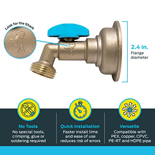 SharkBite 3/4 x 3/4 Inch MHT 90 Degree Hose Bibb, Quarter Turn, Push To Connect Brass Plumbing Fitting, PEX Pipe, Copper, CPVC, PE-RT, HDPE, 24621LF - Image 3