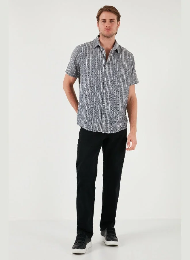 Buratti  Buratti Striped Cotton Slim Fit Short Sleeve Shirt Men's SHIRT CF23S116097 for Men | Best Price UAE