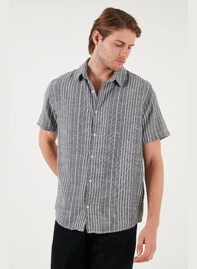 Buratti  Buratti Striped Cotton Slim Fit Short Sleeve Shirt Men's SHIRT CF23S116097 for Men | Best Price UAE