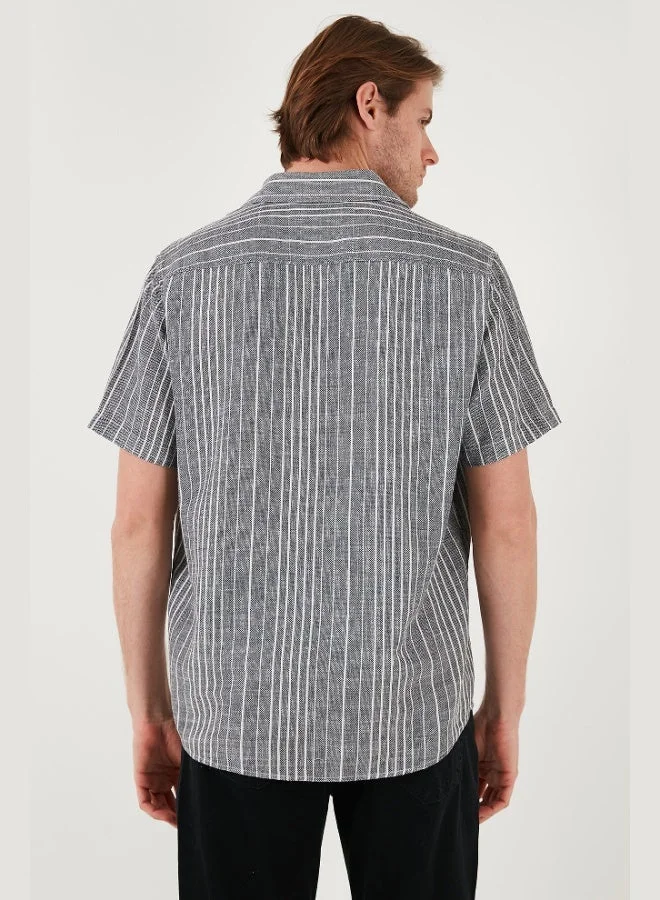 Buratti  Buratti Striped Cotton Slim Fit Short Sleeve Shirt Men's SHIRT CF23S116097 for Men | Best Price UAE