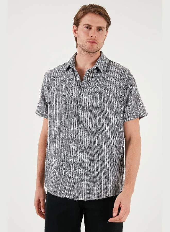 Buratti  Buratti Striped Cotton Slim Fit Short Sleeve Shirt Men's SHIRT CF23S116097 for Men | Best Price UAE