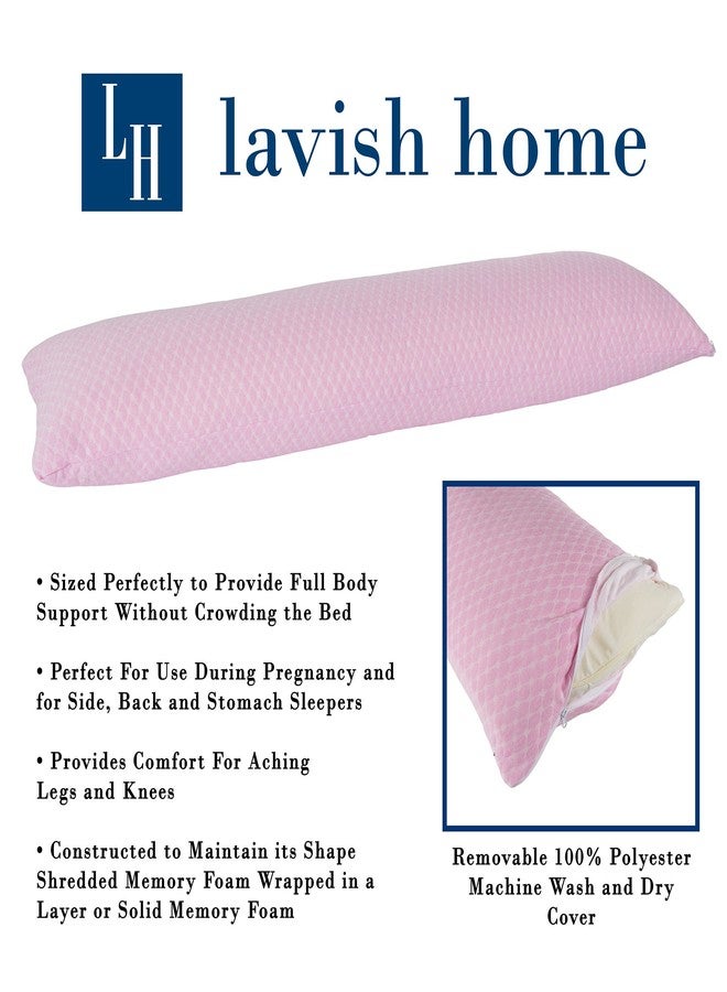 Lavish Home, Pink 50-Inch Memory Foam Body Pillow - Image 3