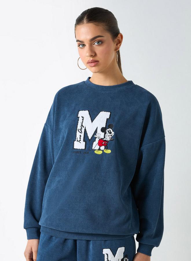 اس بي كاركترز سويت شيرت بطبعة ميكي ماوس بياقة دائرية وأكمام طويلة - Image 1