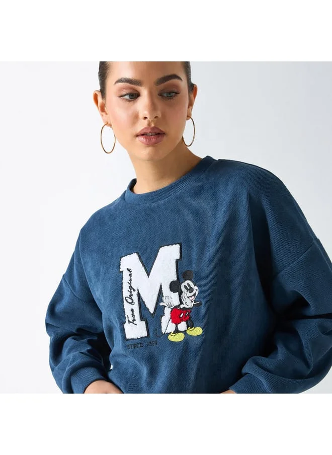 اس بي كاركترز Mickey Mouse Print Crew Neck Sweatshirt with Long Sleeves
