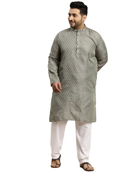 Sojanya Plus Since 1958 Mens Jacquard Silk Teal green Self design ONLY Long Kurta Size 52