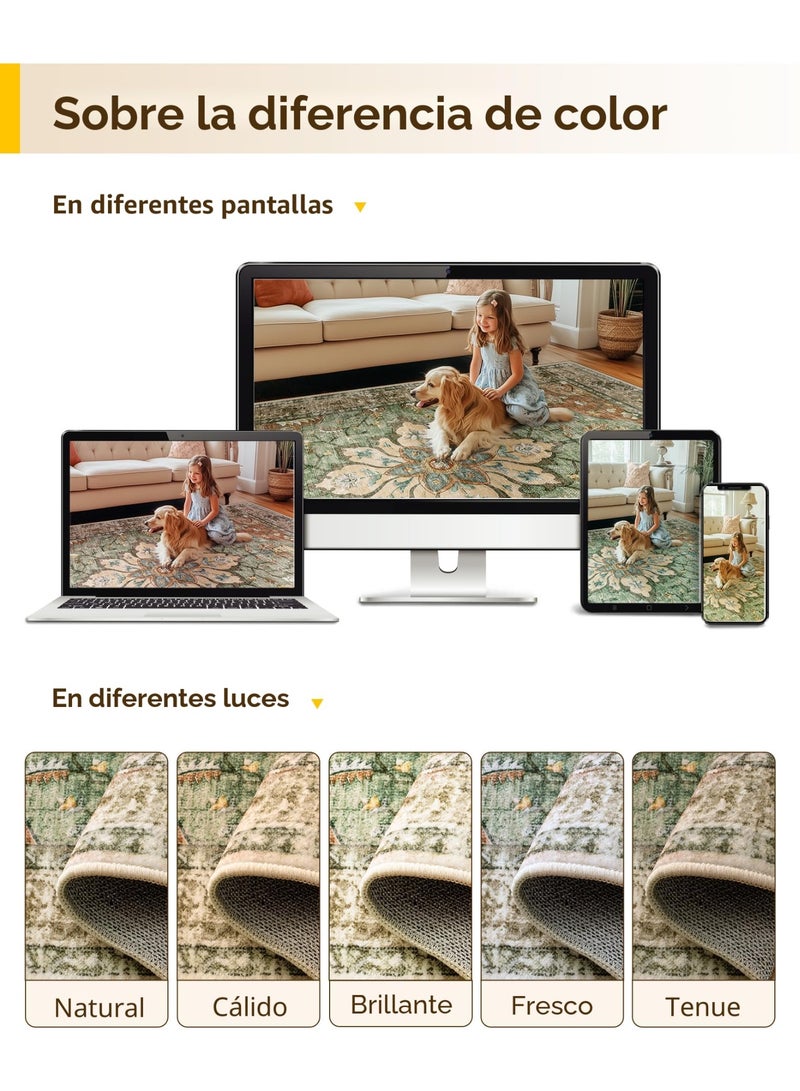 توهج شجاع بطانية بنمط بوهيمي عتيق (Vintage) بمقاس 140×200 سم | مناسبة للاستخدام الداخلي (غرفة المعيشة) والخارجي (التخييم) | سجادة قابلة للغسل، متينة، وغير قابلة للانزلاق | سجادة داخلية بوبر قصير | ألوان نابضة بالحياة | نقشات بديعة | ملمس ناعم بوبر قصير | مثالية للتخييم، والباحات الخارجية، وغرف المعيشة، وغرف النوم، وغرف الطعام، والمطابخ، والمداخل. - Image 4