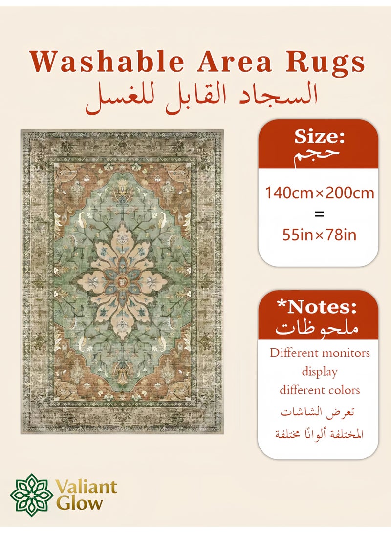توهج شجاع بطانية بنمط بوهيمي عتيق (Vintage) بمقاس 140×200 سم | مناسبة للاستخدام الداخلي (غرفة المعيشة) والخارجي (التخييم) | سجادة قابلة للغسل، متينة، وغير قابلة للانزلاق | سجادة داخلية بوبر قصير | ألوان نابضة بالحياة | نقشات بديعة | ملمس ناعم بوبر قصير | مثالية للتخييم، والباحات الخارجية، وغرف المعيشة، وغرف النوم، وغرف الطعام، والمطابخ، والمداخل. - Image 2