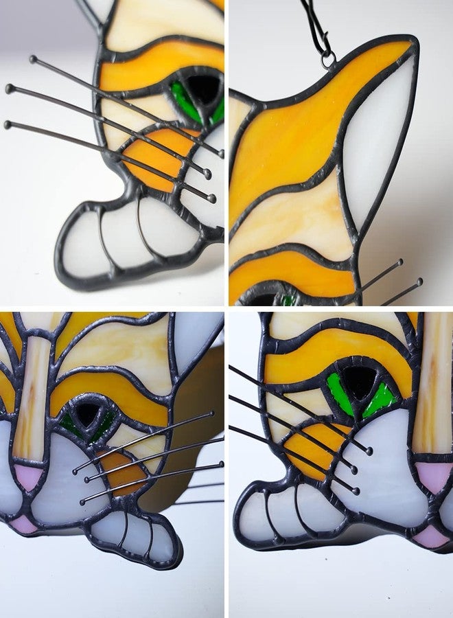 BOXCASA Cat Memorial Gifts Stained Glass Window Hangings,Orange Cat Decor Suncatcher Pet Cat Loss Sympathy Gift for Women Mom,Cat Pet Memorial Gifts for Cat Lovers,Cat Portrait - Image 3