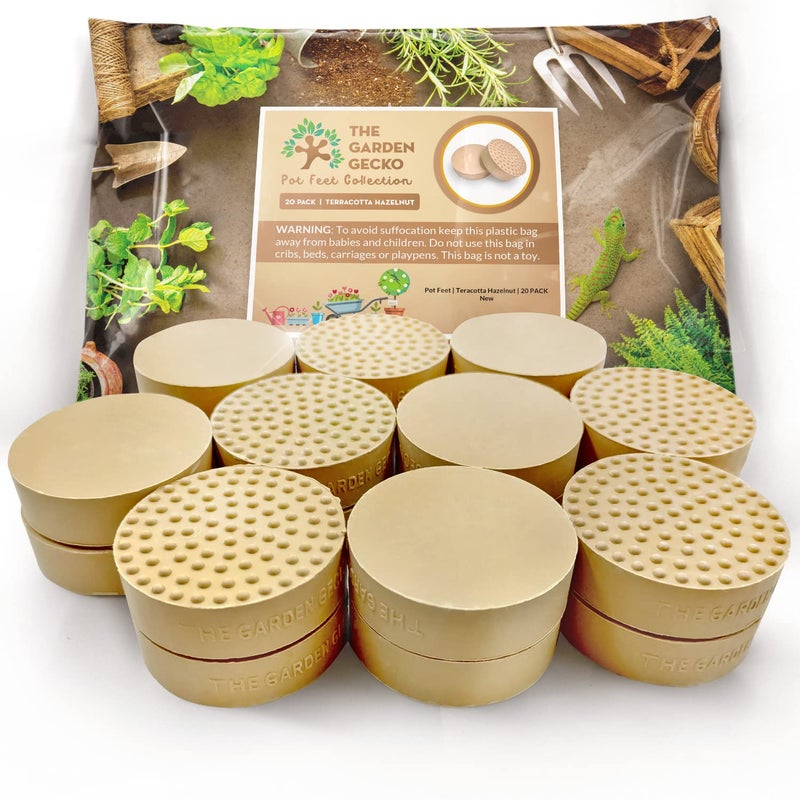 The Garden Gecko Invisible Pot feet for Outdoor Plant pots and Flowers Solid Rubber Pot risers with Enhanced Non-Slip Surface Grip | 20 Pack | Grey WISP - Image 1