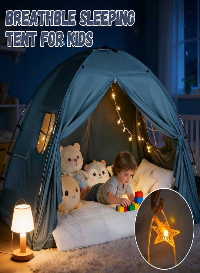 WANRU Bed Tent Twin Size - Privacy Sleeping Space with Blackout Design, Breathable Portable Indoor Floor Bed Tent for Toddler Transition、 Cottage Drafty Room Floor use (Blue, 75x39x49(Suggested for Twin)) - Image 5