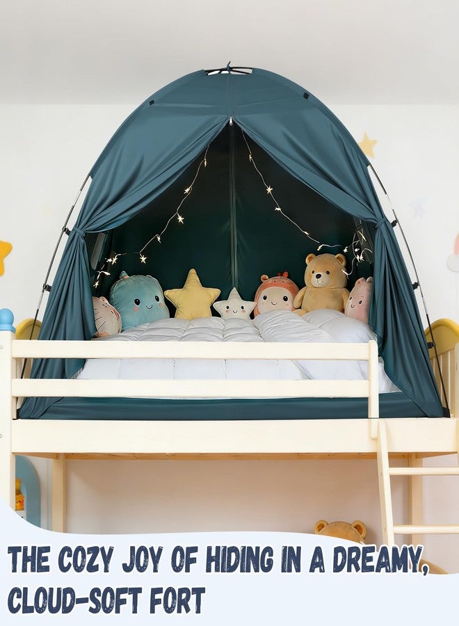 WANRU Bed Tent Twin Size - Privacy Sleeping Space with Blackout Design, Breathable Portable Indoor Floor Bed Tent for Toddler Transition、 Cottage Drafty Room Floor use (Blue, 75x39x49(Suggested for Twin)) - Image 2