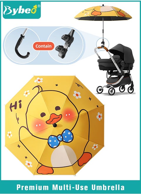 Baby Stroller Umbrella, Baby Pram Parasol with Adjustable Clamp, Stroller Sunshade, Infant Buggy Sun-Proof Umbrella, UPF 50, Universal UV Parasol Sun (Yellow)