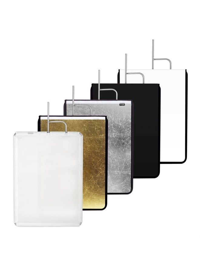 Selens 30"x35" Light Reflector Flag with Frame, 5-in-1 Cover Cloth and Diffuser Gold & Silver, Black & White for Studio Photography Lighting - Image 1