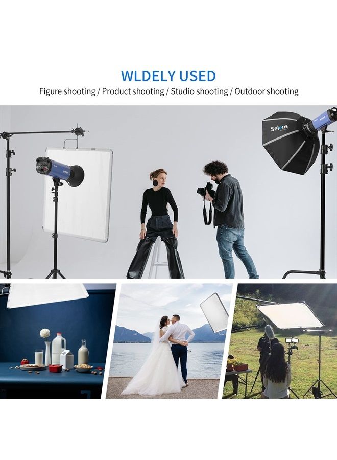 Selens 30"x35" Light Reflector Flag with Frame, 5-in-1 Cover Cloth and Diffuser Gold & Silver, Black & White for Studio Photography Lighting - Image 3