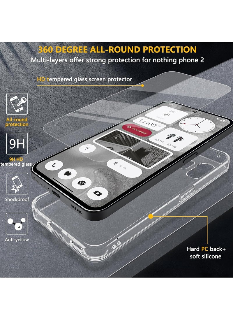 MIGOFAST Phone Case with Tempered Glass Screen Protector, Shockproof Military Grade Drop Protection Case, Anti-Yellowing Anti-Scratch Slim Case for Nothing Phone 2 - Image 2