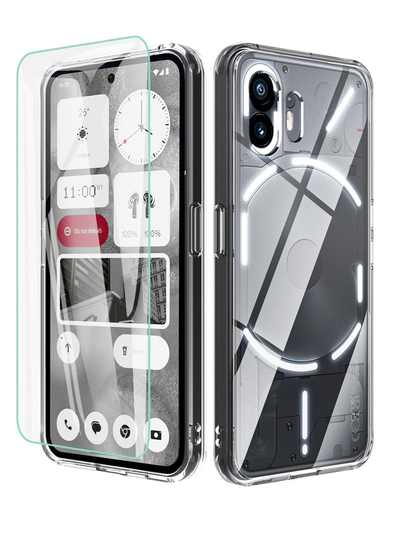 MIGOFAST Phone Case with Tempered Glass Screen Protector, Shockproof Military Grade Drop Protection Case, Anti-Yellowing Anti-Scratch Slim Case for Nothing Phone 2 - Image 1