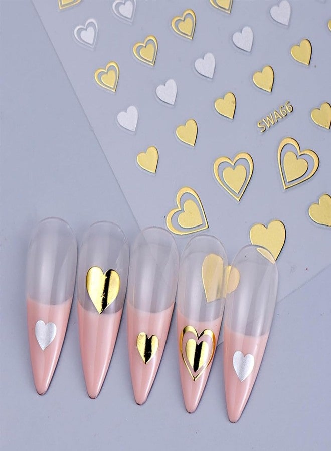 MAYCREATE® 8PCS Nail Stickers for Nail Art 3D Self Adhesive Heart Nails Art Stickers Black White Pink Decals Heart Design Valentine's Day Nails Arts Supplies for Women - Image 5