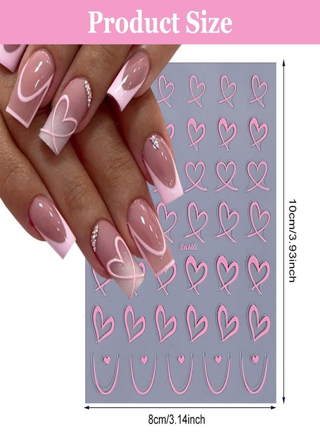 MAYCREATE® 8PCS Nail Stickers for Nail Art 3D Self Adhesive Heart Nails Art Stickers Black White Pink Decals Heart Design Valentine's Day Nails Arts Supplies for Women - Image 2