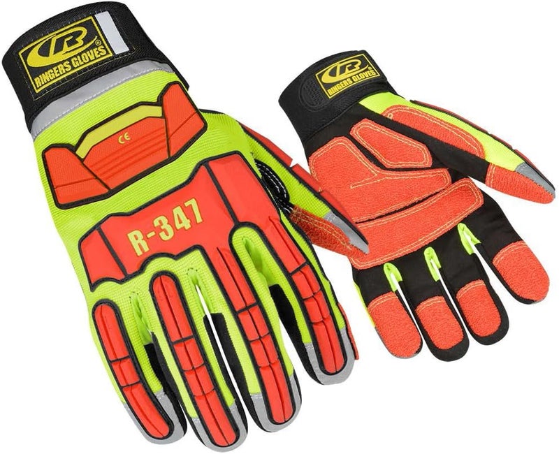 Ansell Ringers Gloves R-347 Rescue Gloves for First Responders - High Visibility, Cut Resistant, Impact Protection, Medium Size - Image 1