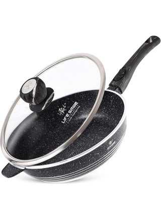 مقلاة عميقة بغطاء، مطلية بالجرانيت متعدد الطبقات، غير لاصقة | مقبض بارد وحلقة تعليق | آمنة للاستخدام في الفرن (أسود، مقبض قابل للفصل، ٢٨ سم (٣.٦ لتر)) - pzsku/Z6F92452EEDAF72EE909DZ/45/1755675934/d1a7ac30-acb3-4425-8074-d1287cbdd5b0