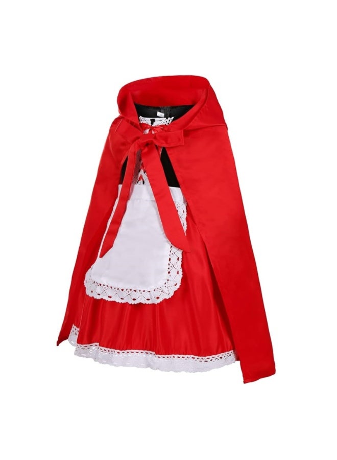 زي الهالوين للأطفال، تمثيل دور ذات الرداء الأحمر الصغيرة، زي هالوين ذات الرداء الأحمر للفتيات، مجموعة هالوين فاخرة، زي لحفلات الهالوين، المقاسات 100-140 سم - Image 4