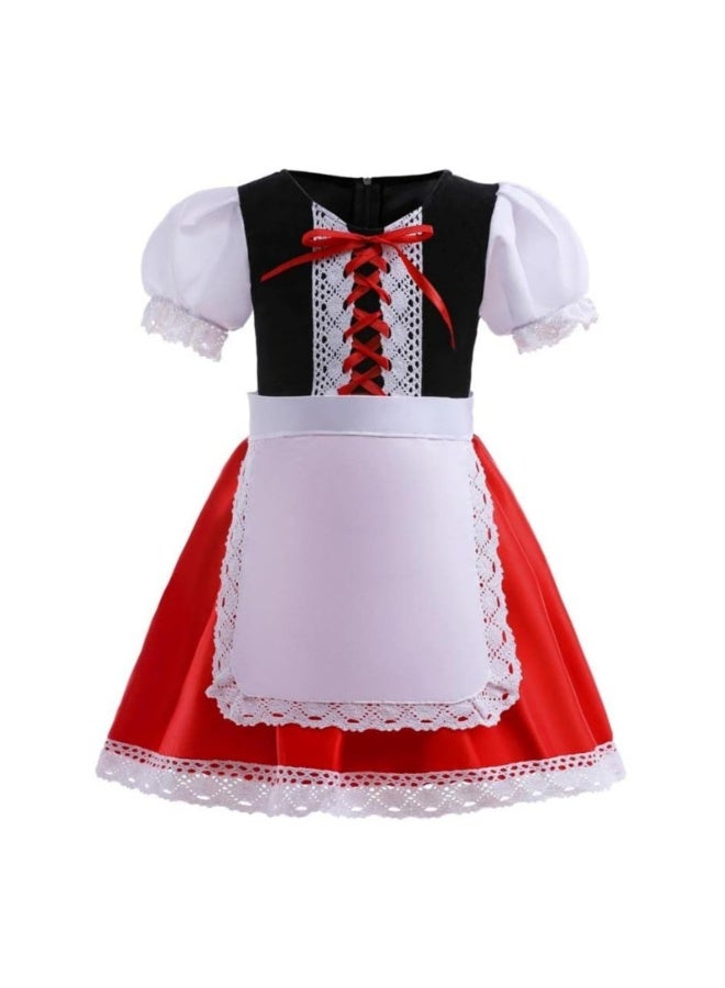 زي الهالوين للأطفال، تمثيل دور ذات الرداء الأحمر الصغيرة، زي هالوين ذات الرداء الأحمر للفتيات، مجموعة هالوين فاخرة، زي لحفلات الهالوين، المقاسات 100-140 سم - Image 2