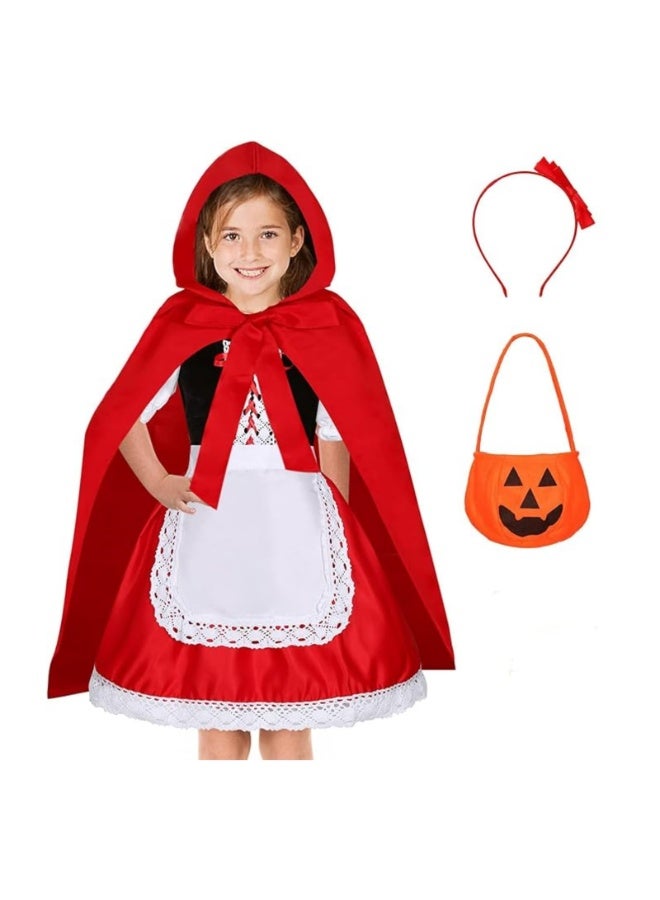 زي الهالوين للأطفال، تمثيل دور ذات الرداء الأحمر الصغيرة، زي هالوين ذات الرداء الأحمر للفتيات، مجموعة هالوين فاخرة، زي لحفلات الهالوين، المقاسات 100-140 سم - Image 1