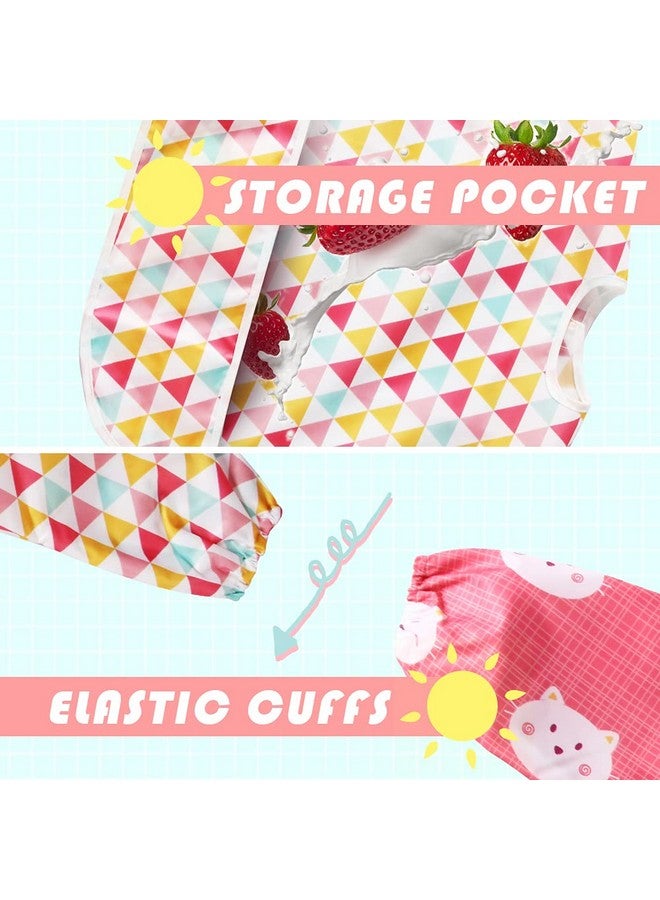 ليتل ديم سوم مريلة تغذية مقاومة للماء بأكمام طويلة مع حقيبة جيب مدمجة، قطعة فنية للأطفال الرضع/الأطفال الصغار/الرضع، عبوة من لونين - Image 2