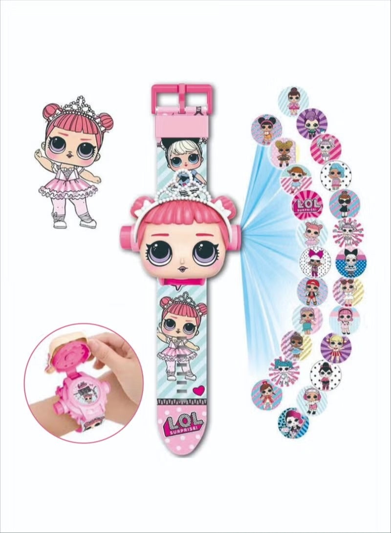 Surprise Doll Children's Watch Cartoon Electronic Children's Watch (Pink)  - Image 1