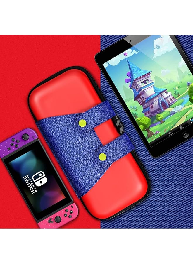Vermaney Switch Case Compatible With Nintendo Switch/Oled Cute Portable Switch Carrying Case With 10 Game Holders For Mario Fans Red - Image 2
