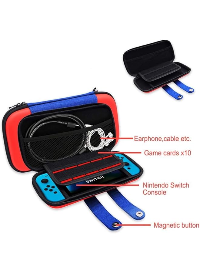 Vermaney Switch Case Compatible With Nintendo Switch/Oled Cute Portable Switch Carrying Case With 10 Game Holders For Mario Fans Red - Image 5