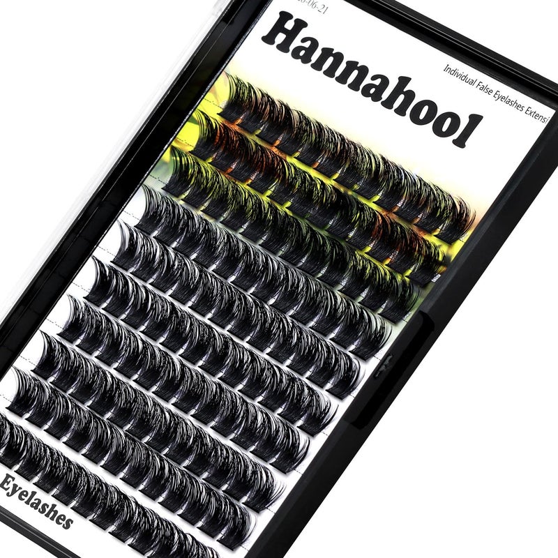 Hannahool Large Pack Wide Stem Cluster Eyelashes D Curl 1020mm Available Handmade D Curl Wide Stem Individual False Eyelashes 5D Volume DIY Eye Lashes Extensions Beauty Tools 14mm