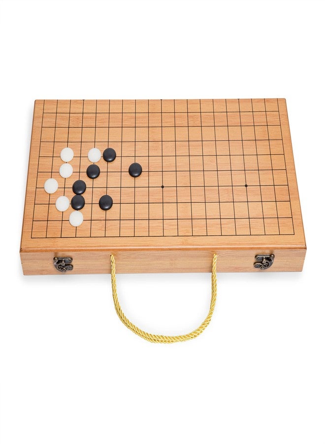 Black long Di fang 19 x19 Folding Go Game Set Board with and Bamboo Bowls and Imitation Jade Go Pieces。 - Image 5