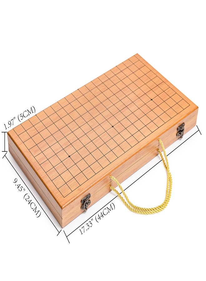 Black long Di fang 19 x19 Folding Go Game Set Board with and Bamboo Bowls and Imitation Jade Go Pieces。 - Image 4