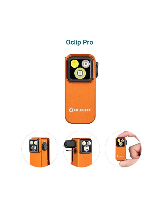 Olight Oclip Pro Flashlight (Orange), Multifunctional EDC Clip Light, 500 Lumens Rechargeable LED, 120m Beam, USB-C for Everyday Carry, Work, Safety Alert - Image 1