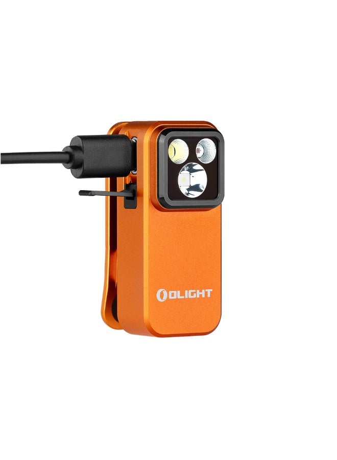 Olight Oclip Pro Flashlight (Orange), Multifunctional EDC Clip Light, 500 Lumens Rechargeable LED, 120m Beam, USB-C for Everyday Carry, Work, Safety Alert - Image 4