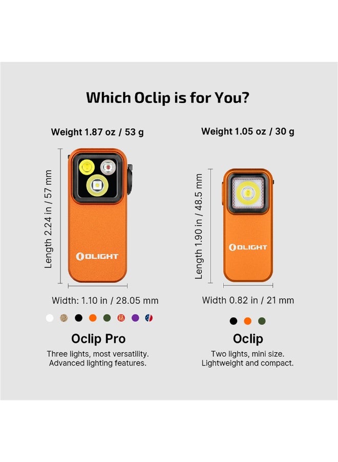 Olight Oclip Pro Flashlight (Orange), Multifunctional EDC Clip Light, 500 Lumens Rechargeable LED, 120m Beam, USB-C for Everyday Carry, Work, Safety Alert - Image 3