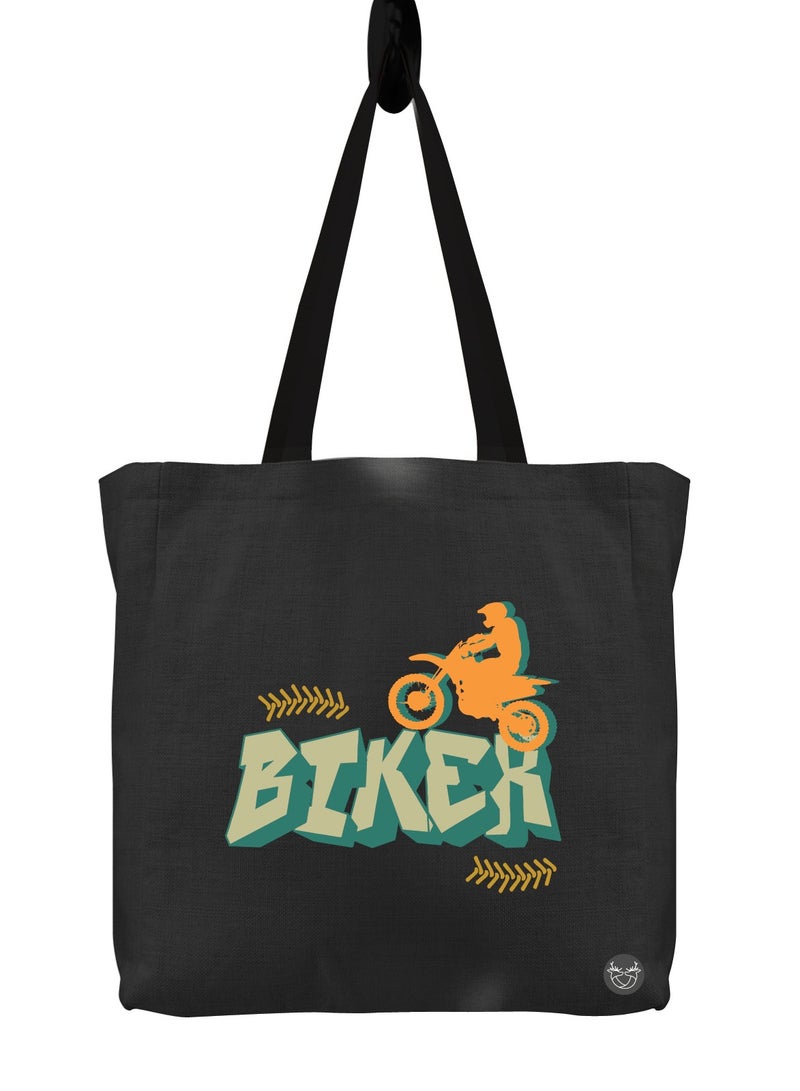 Canvas bag with biker design print