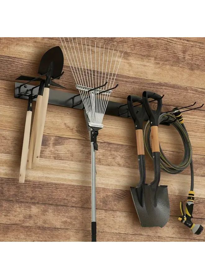 Black Wall Mounted Tool Organizer Heavy Duty Storage Rack For Shovels Rakes Brooms Hoses - Image 2