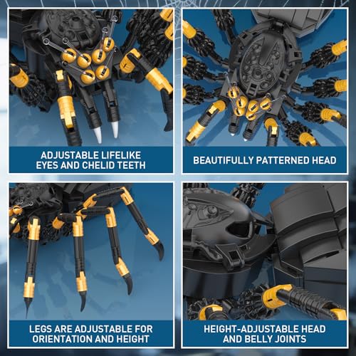 HIGH GODO Wild Animals Spider Building Set Magic Animal Black Spider Model Kit Horror Halloween Spiders Toy for Teens Adults 14 445PCS - Image 5