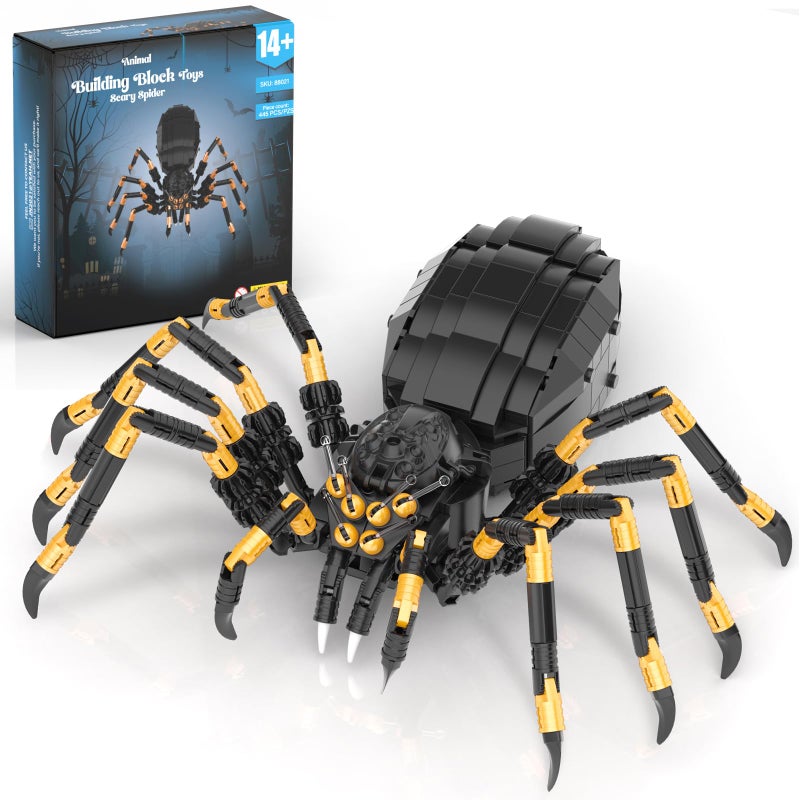 HIGH GODO Wild Animals Spider Building Set Magic Animal Black Spider Model Kit Horror Halloween Spiders Toy for Teens Adults 14 445PCS - Image 3