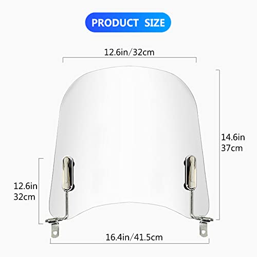 Minho Universal Motorcycle Windshields 16.5"x17.2" Windscreen Wind Splitter Wind Deflector Fit for Chinese Scooter Mopeds Jonway Taotao JMstars Tank - Image 5