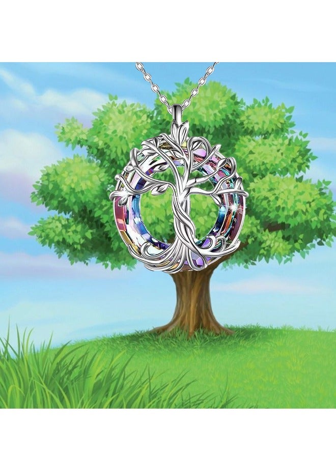Tree of Life Necklace Luck Protection Pendant with Circle Crystal Jewelry Hypoallergenicity Mysterious and Elegant Not Easily Fading for Women Teens Girls Best Friend Gift