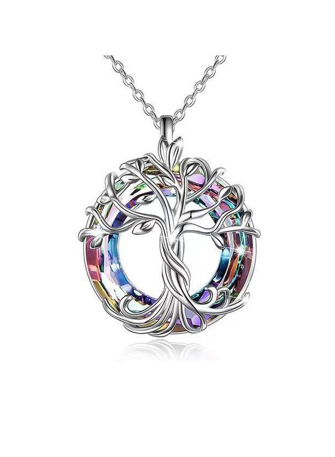 Tree of Life Necklace Luck Protection Pendant with Circle Crystal Jewelry Hypoallergenicity Mysterious and Elegant Not Easily Fading for Women Teens Girls Best Friend Gift