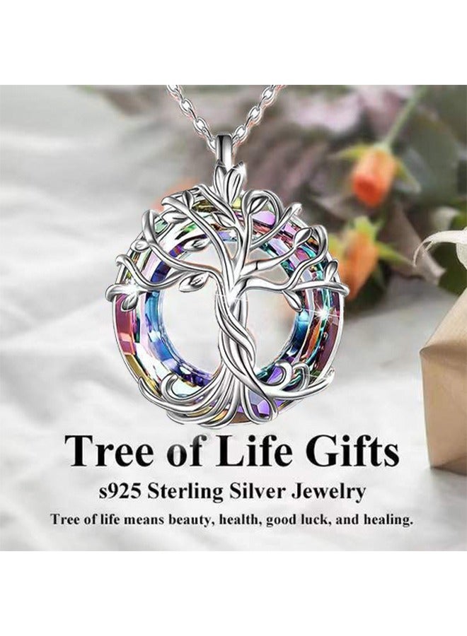Tree of Life Necklace Luck Protection Pendant with Circle Crystal Jewelry Hypoallergenicity Mysterious and Elegant Not Easily Fading for Women Teens Girls Best Friend Gift