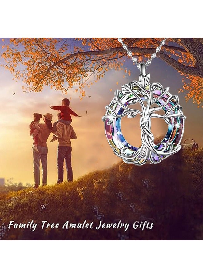 Tree of Life Necklace Luck Protection Pendant with Circle Crystal Jewelry Hypoallergenicity Mysterious and Elegant Not Easily Fading for Women Teens Girls Best Friend Gift