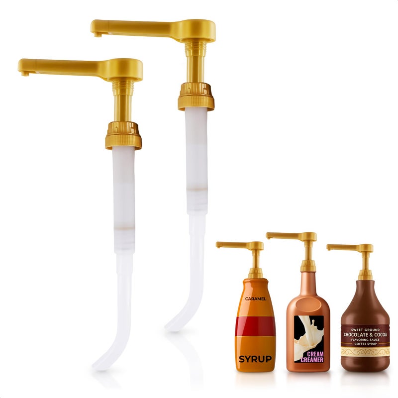 ALPENKOK 2 Pcs Sauce Pump Dispenser â€“ Compatible with Torani, Davinci (64oz), and Ghirardelli (87-90oz) Bottles | Pump for Coffee Syrup Bottle 0.5oz Each Press â€“ Adjustable Long Tube & Lockable Design - Image 1
