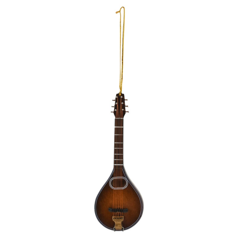 Broadway Gifts Co Golden String Mandolin 5 inch Wood Hanging Ornament