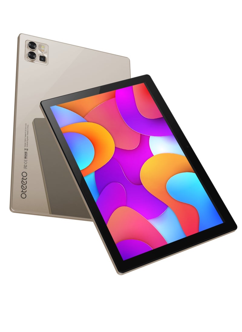 Oteeto - Oteeto Tab 12 Pro 5G Android Tablet With 10.1 Inch Display 8GB RAM 512 GB ROM 6000 mAh Battery and Wireless Keyboard (Gold) - Image 1